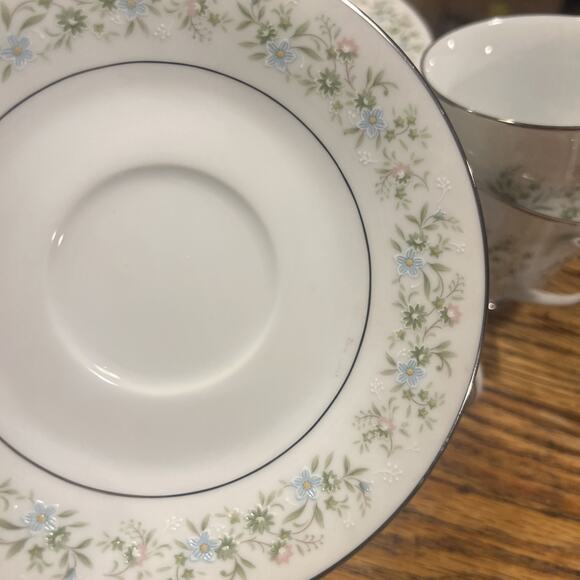 14 PIECE Noritake SAVANNAH 2031 FOOTED Cups & Saucers NM! Platinum Trim 6" - Picture 9 of 11